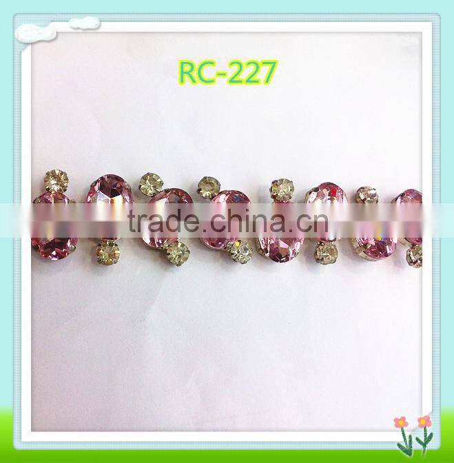 2015 Fashion crystal cup chain trimming