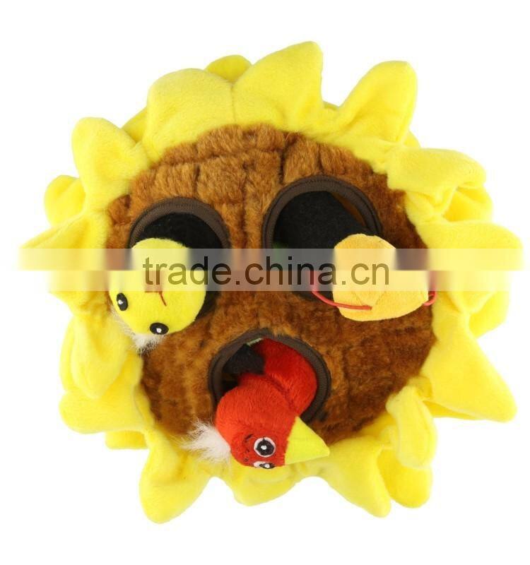 St creative design kids toys type sunflowers with small bird real stuffed soft toys