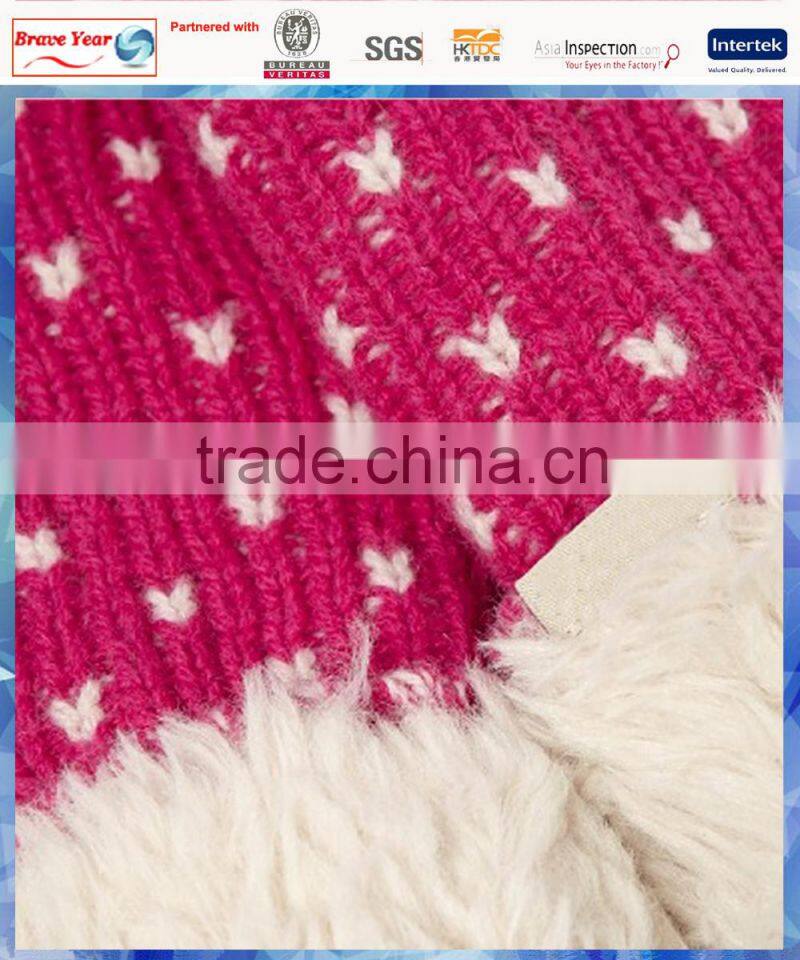 women bird eyes knitted one finger gloves with fleecy lining