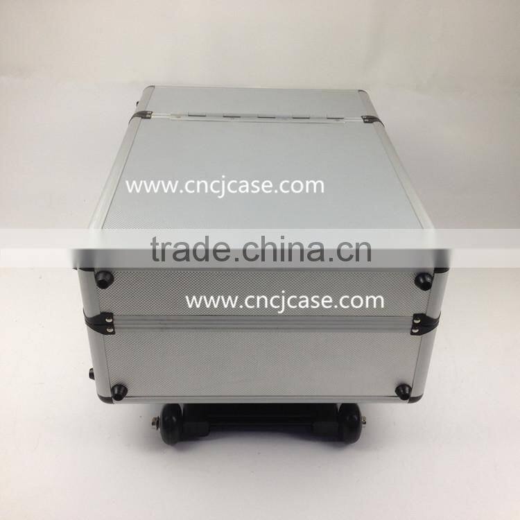 Aluminum case with trolley and wheels