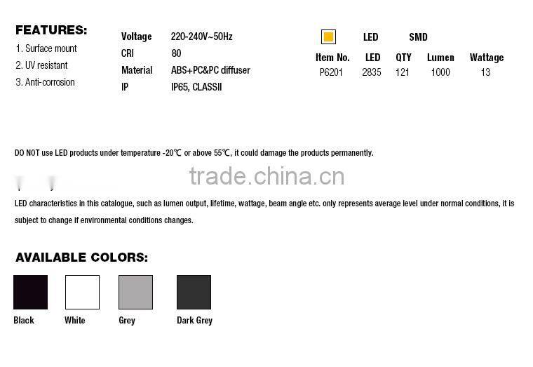 plastic square wall outdoor light,surface mounted or recessed ceiling light,2015 new product