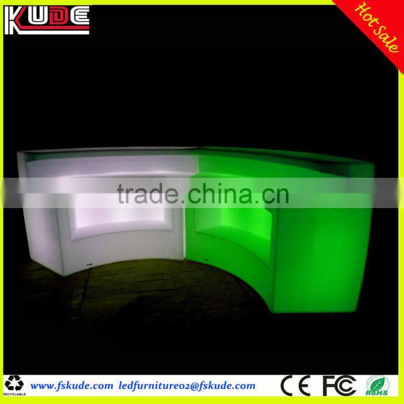 modern illuminated LED curved bar counter for circle round bar table