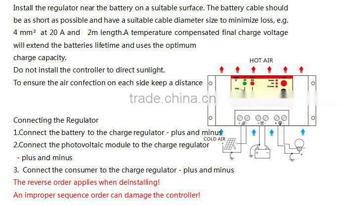PWM solar charge controller 10-20A 24v 48v pwm solar panel charge controller 12v 10a