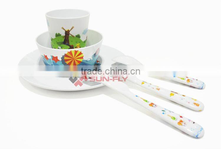 New Wholesale bpa free plastic Custom printed 6PCS/SET kids dinnerware sets