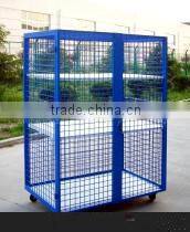 Blue Moveable Wire Mesh Logistics Trolley