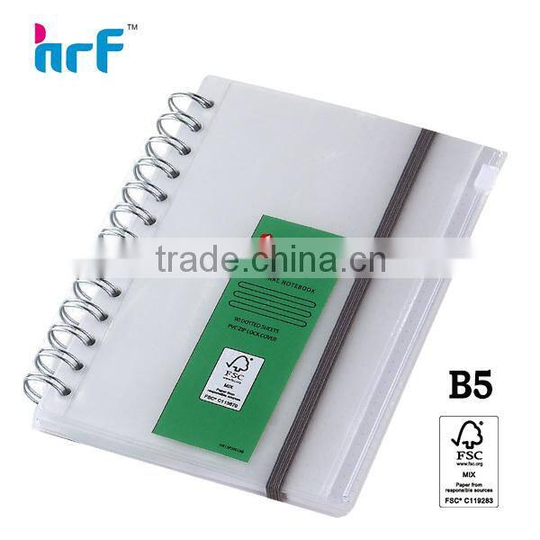 B5/A5/B6 PVC spiral note book with zip lock pocket