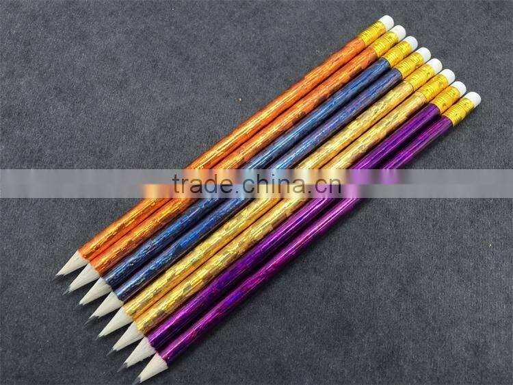 High quality HB Round 7 inch wooden laser foil hot transfer printing Pencil
