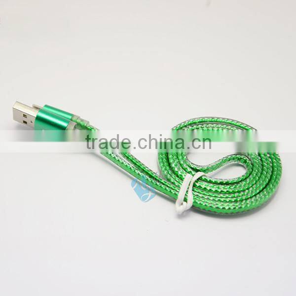 shenzhen factory flat usb cable, metal housing usb data cable, usb cable for iphone 6 and samsung