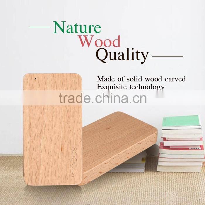 Beautiful mini wood Power Bank 8000mah/ Portable Mobile Power Bank/lipstick usb battery charger