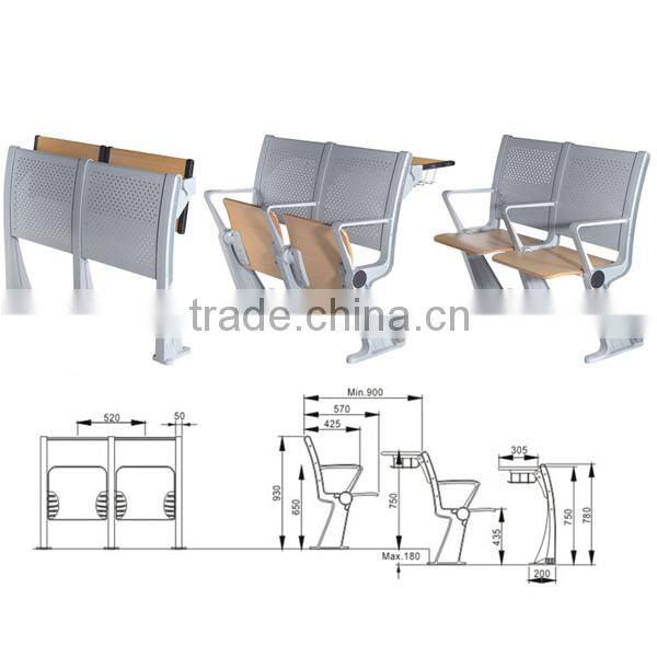 University school furniture Wholesale wood chairs Folding study table and chair on sale 911