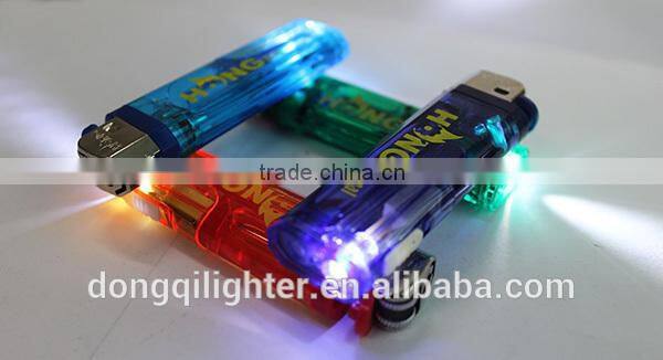 hot sell Plastic Silver cap Flint Lighter with LED
