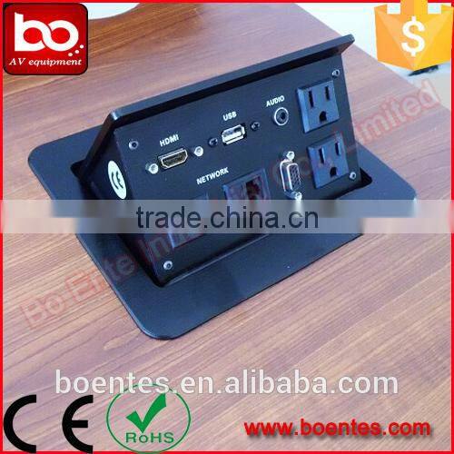 Tabletop Hydraulic Pop Up Power Socket with Bottom Connection for Office AV Solutions