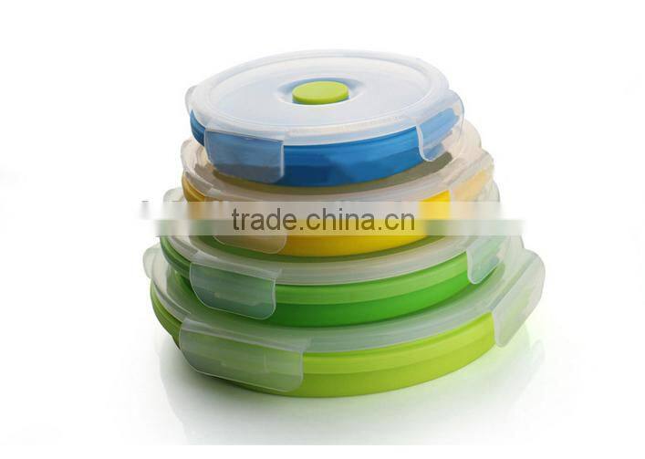 Popular Food Container Round Silicone Lunch box Set of 4