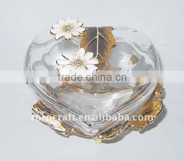 pewter base and stem with enamel color crystal wine glass