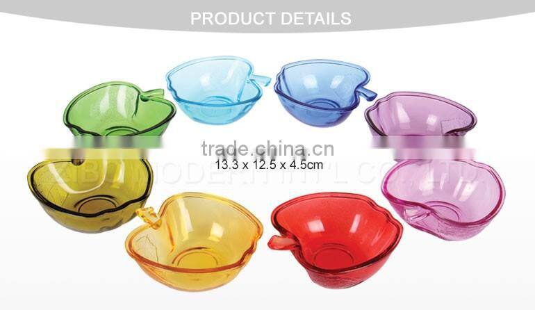 cute apple shape colored glass plates, glass dessert plate, wholesale cheap glass dessert plate