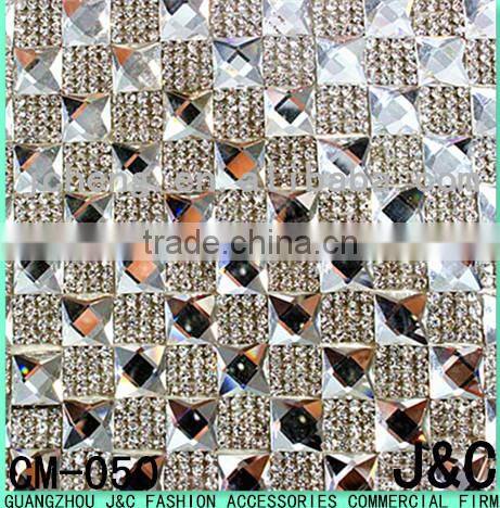 8*8 square glass stone mesh roll 24*40 cm hot fix glue mesh trimming