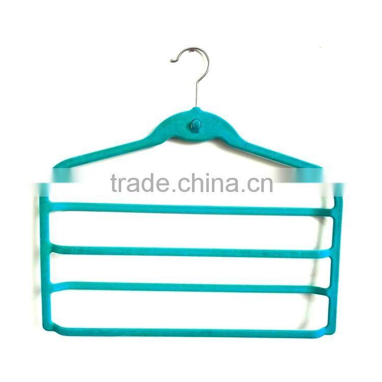 Anti-skidding flocking hangers ,plastic pants hangers for clothes