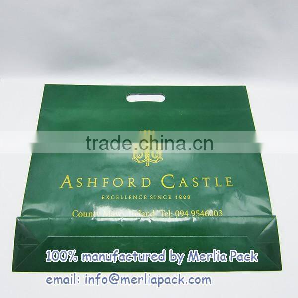 Dark Green Gloss Laminated Heavy Paper Tote Merchandise Bag Soft Cord Handle