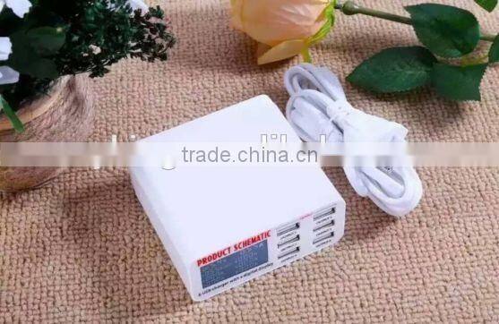 USB charger adaptor, 6 port adaptor station charger