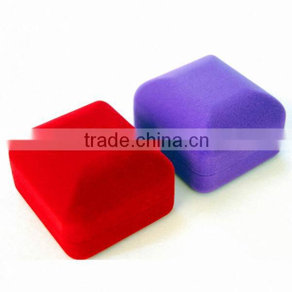 2016 hot sale flocked jewelry boxes ring box velvet ring box packaging