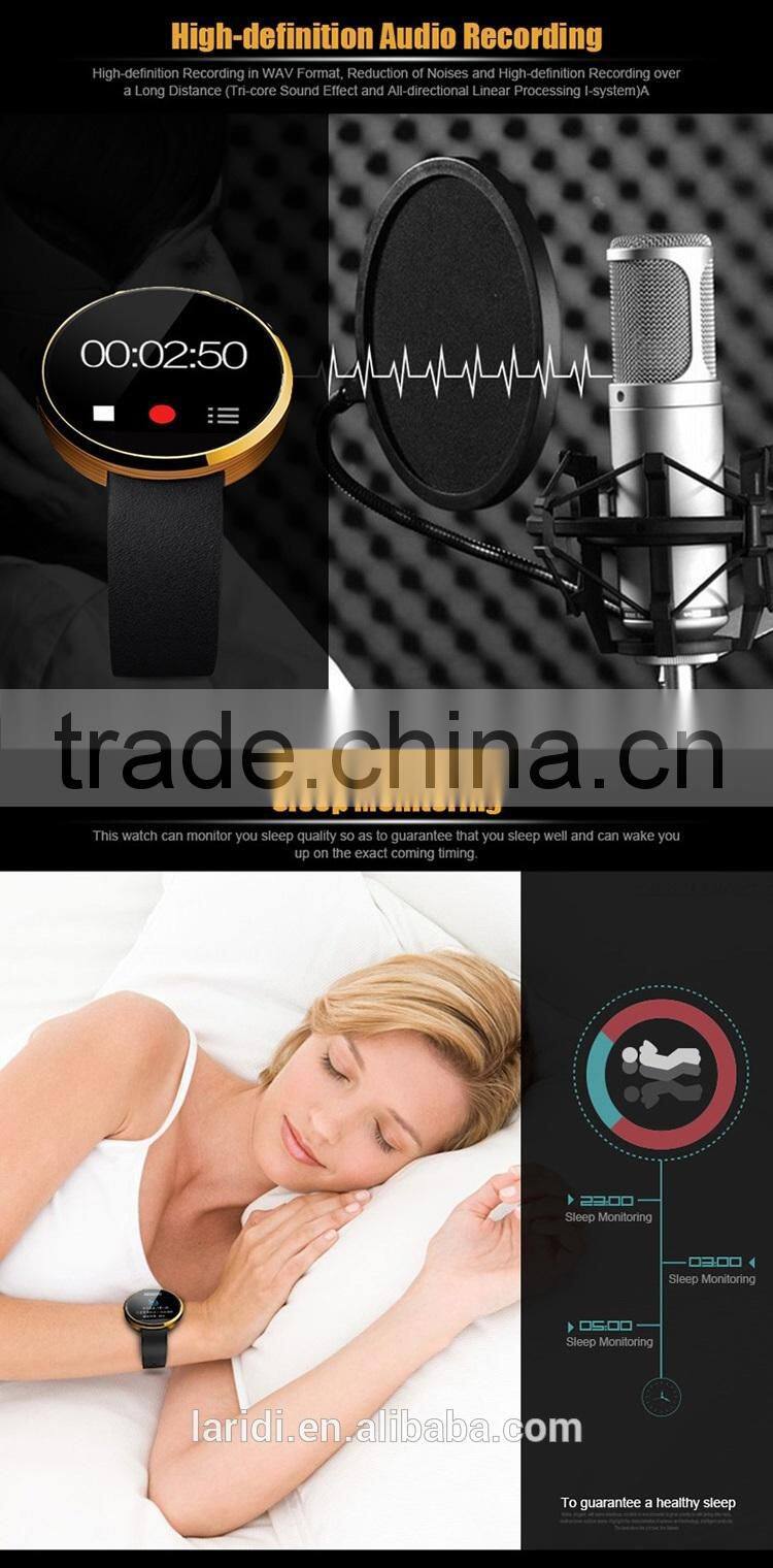 2015 New leather DM360 bluetooth smart watch for full hd 1080p porn sex video android and IOS support pedometer