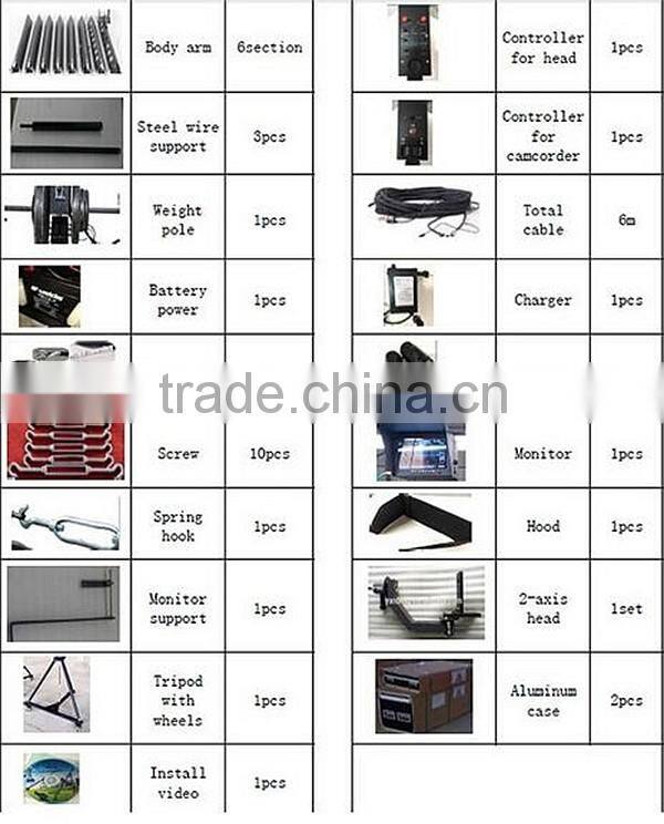 Professional 6m triangle and motorized head jimmy crane camera jib cranes for sale