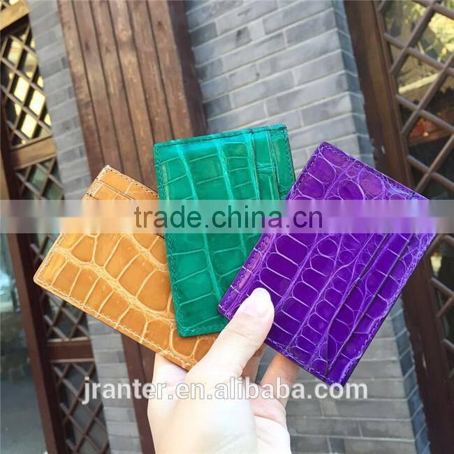 Simple design leather bank card holder customize crocodile card holder