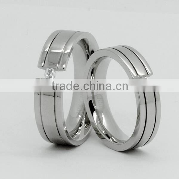stainless cz ring wedding