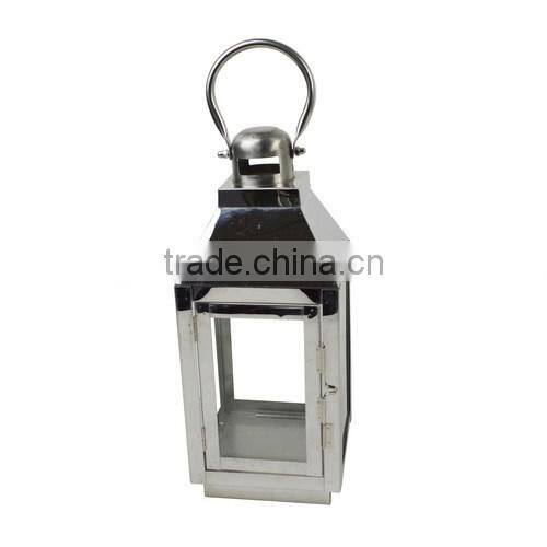 Manhattan Polished Silver Tone Hanging Candle Lantern