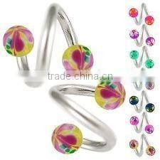 Stainless Steel CZ Gems Twister Piercing Jewelry Earrings Body piercings