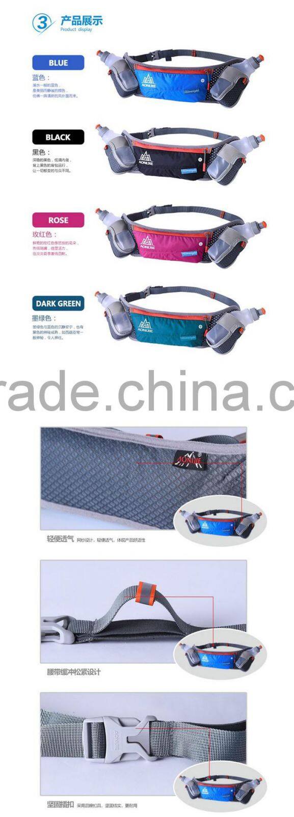 Unisex Outdoor Nylon Waterproof Multifunctional Gym Sport Jogging Running Waist Bag(WST16-001)