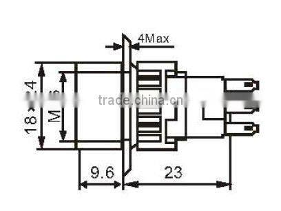 16MM Rectangle head mini push button switch with light 2NO+2NC KD16-11JD KD16-22JD