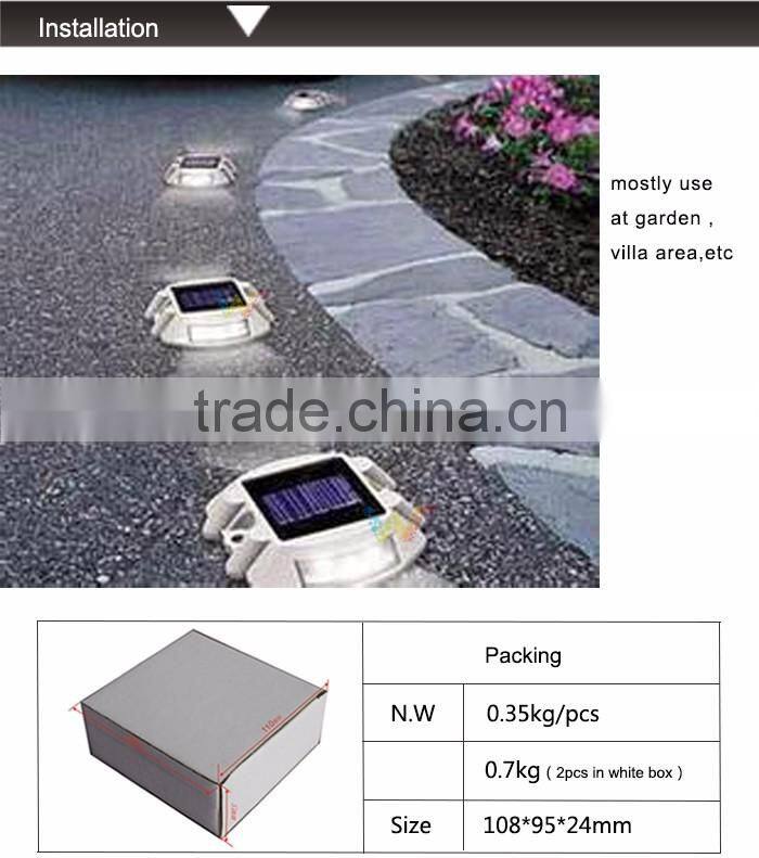 Aluminum solar power blue led flashing light reflective road stud