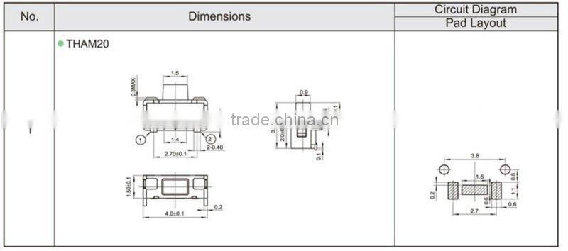 FTHAM20 micro 2.0x4.0mm right angel touch delay switch