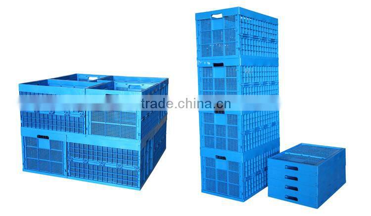 Acid and alkali resistance plastic foldable mesh crate for supermarket
