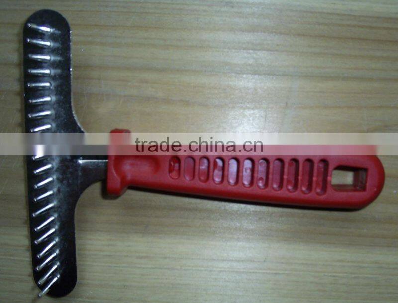plastic handle metal pet rake comb