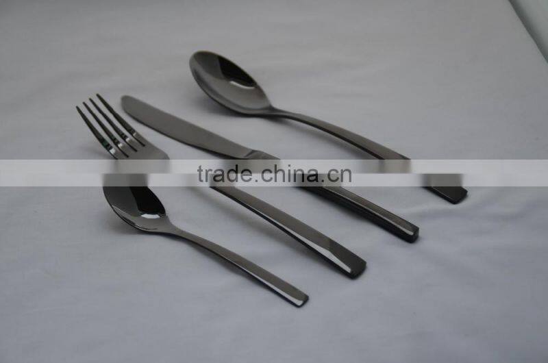 2016 NEW 4 pcs stainless steel cutlery set with pvd coating , stainless steel 304 cutlery, cutlery with leaf shape handle