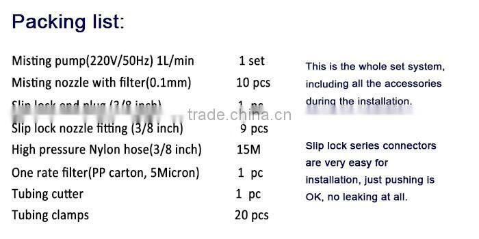 TY0001 2016 hot sale High pressure misting system(0.3L/min) 50Bar misting pump with Led Timer controller