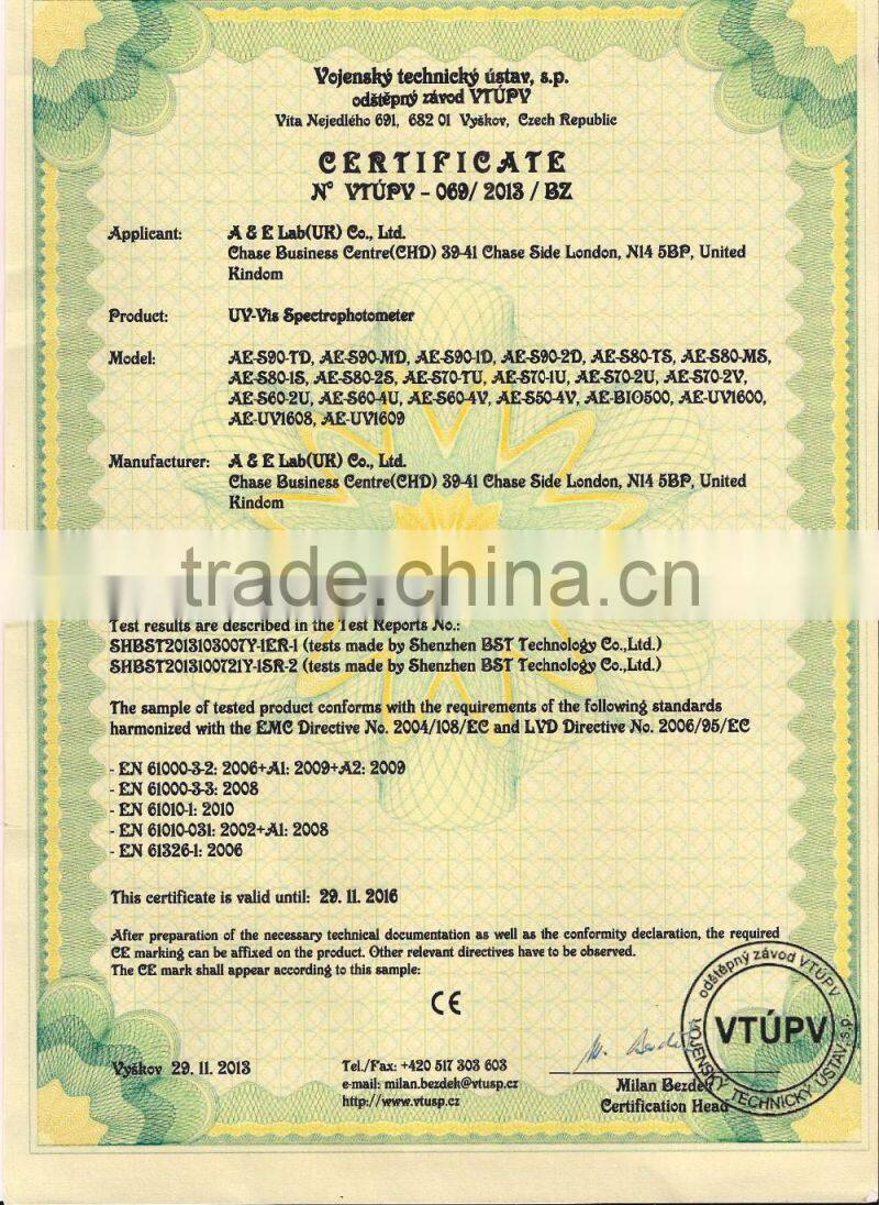 UK Branded 190-1000nm Spectrophotometer Made and Exported from China with Cheap Price