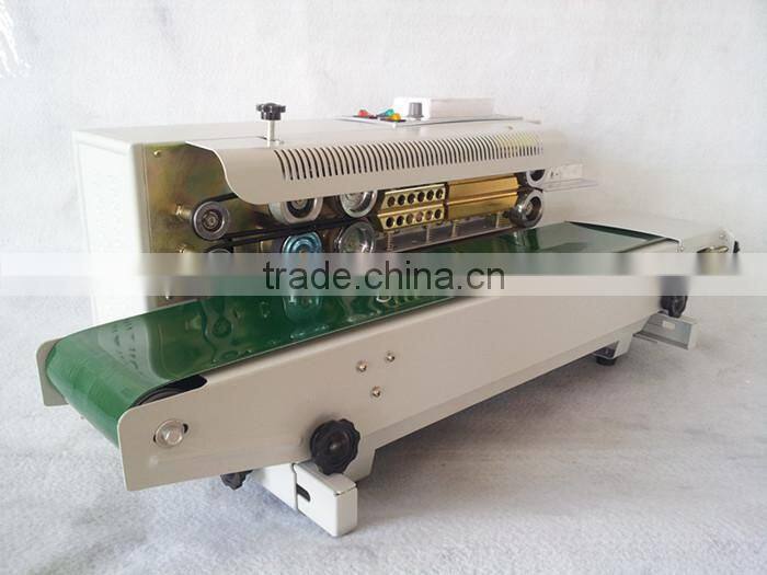 FR900 Plastic Film Sealing Machine+Horizontal Sealing+Date Printing+Seal Belt
