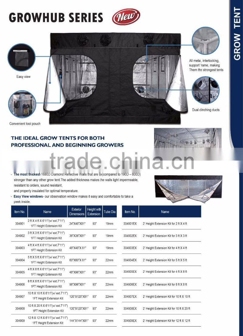 Indoor Hydroponics 99% Highly Reflective Fabric 600D / 1680D Durable Mylar Plant Grow Tent