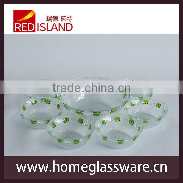 7pcs/set Glass Salad Bowl with hand painted