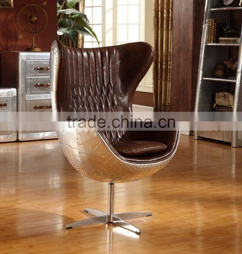Bisini Egg Shape Leather Chair/Living Room Leather Replica Egg Chair