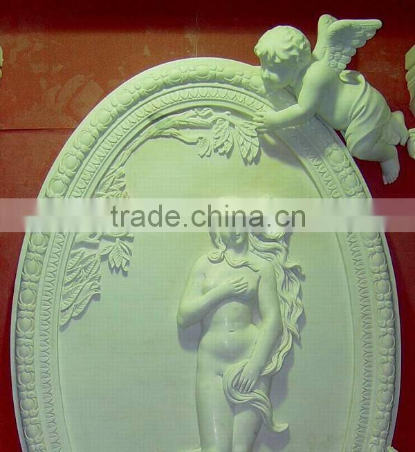 White Marble Carved Angel High Relief Sculpture