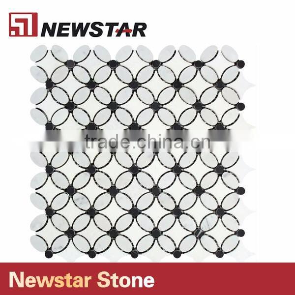 Newstar Hot Saling Italian White Carrrara Marble Flower Shape Mosaic
