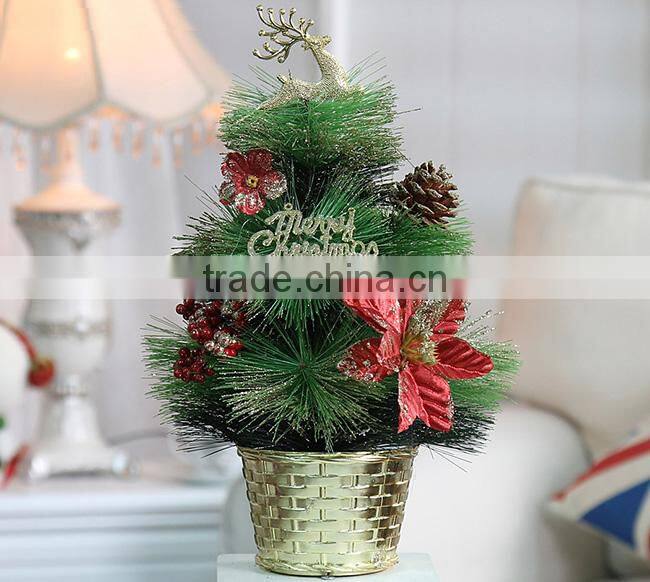 Attarctive pine needles glitter decoration christmas bonsai tree