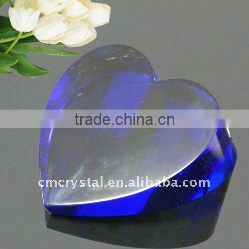 purple crystal glass heart paperweight