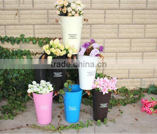 cheap bulk galvanized metal french high white painted tall flower vase