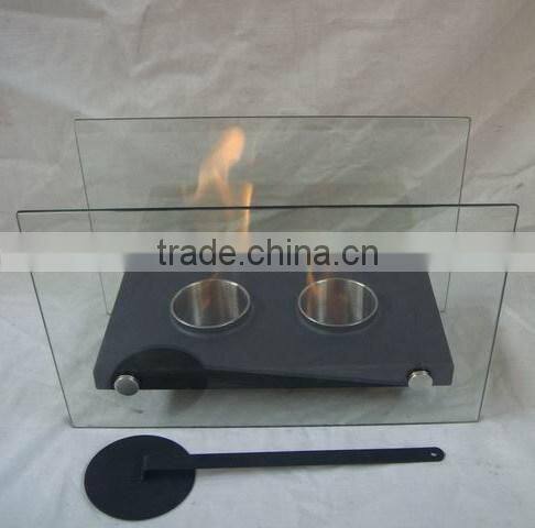 decorative bio fuel fireplace with crushed glass