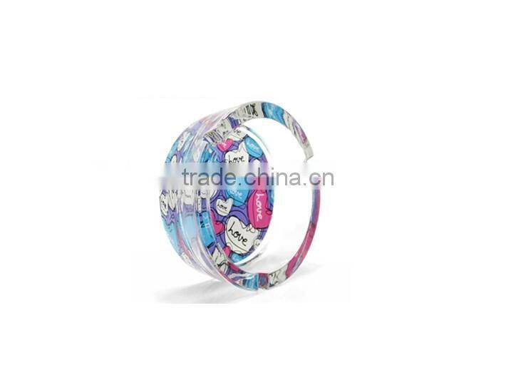 Haonai custom printing round glass ashtray with gift or color box package